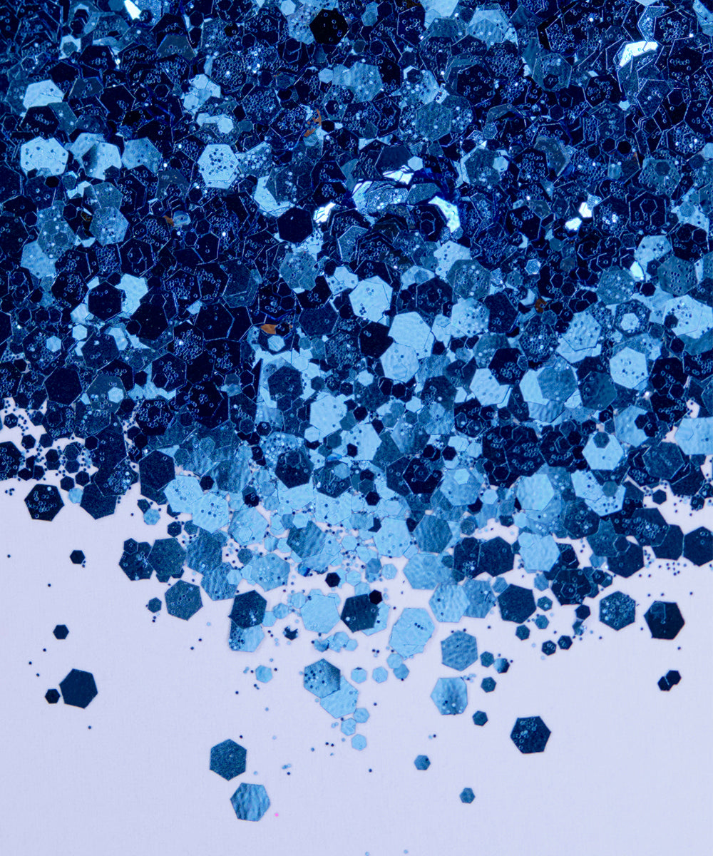 Glitter Chunky hexágonos azul oscuro