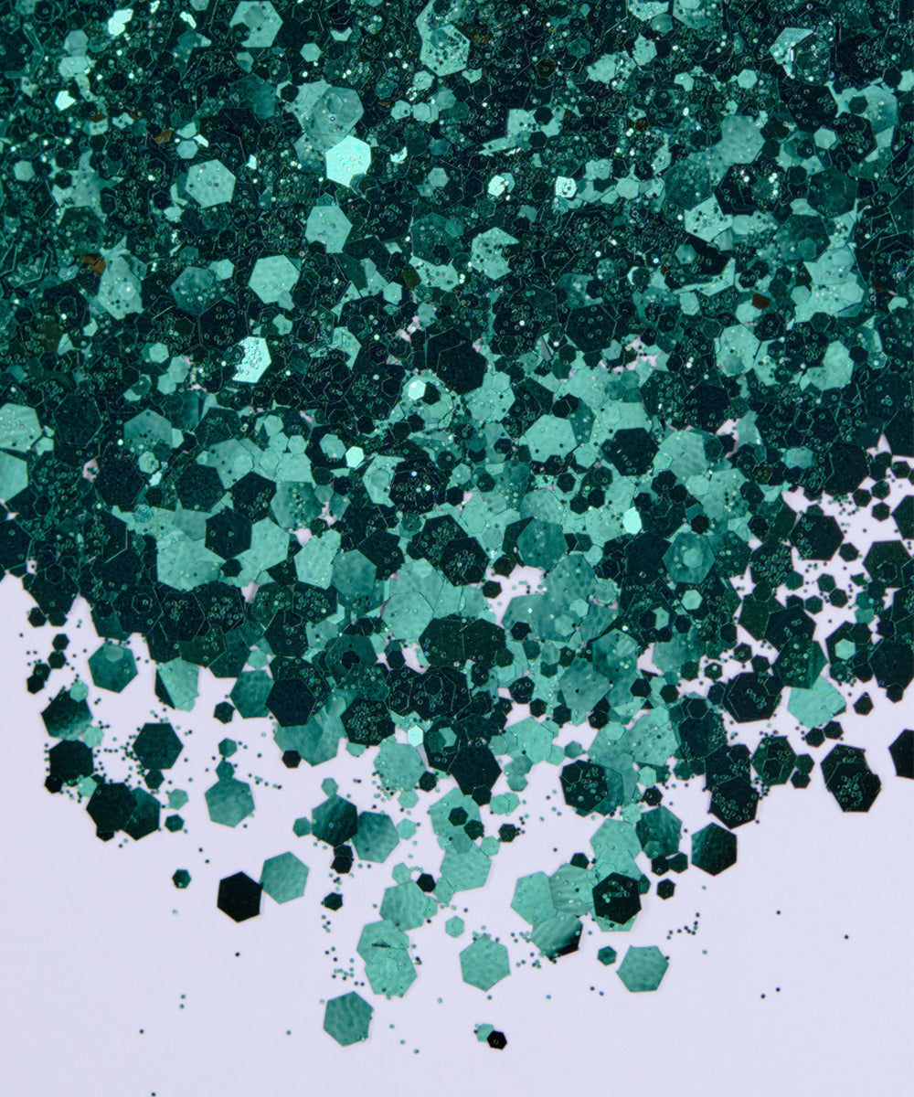Glitter Chunky hexágono verde oscuro