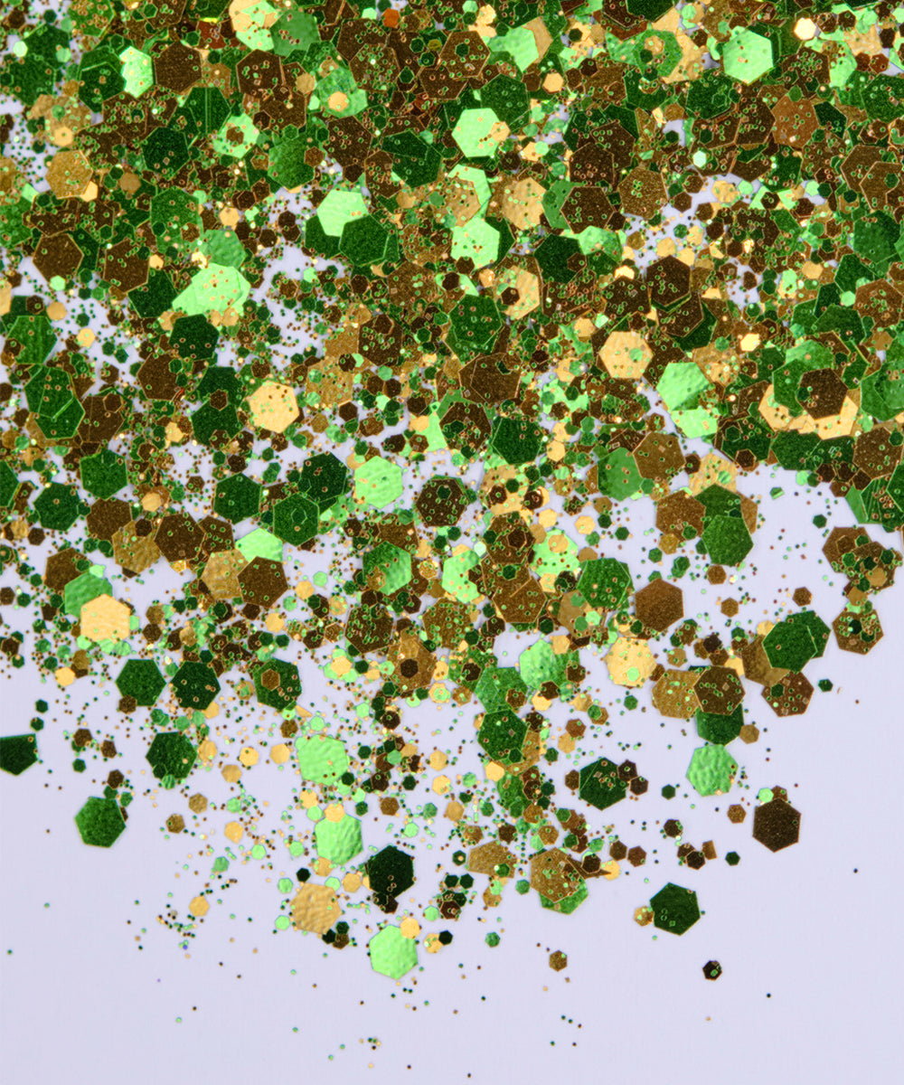 Glitter Chunky hexágonos verde claro