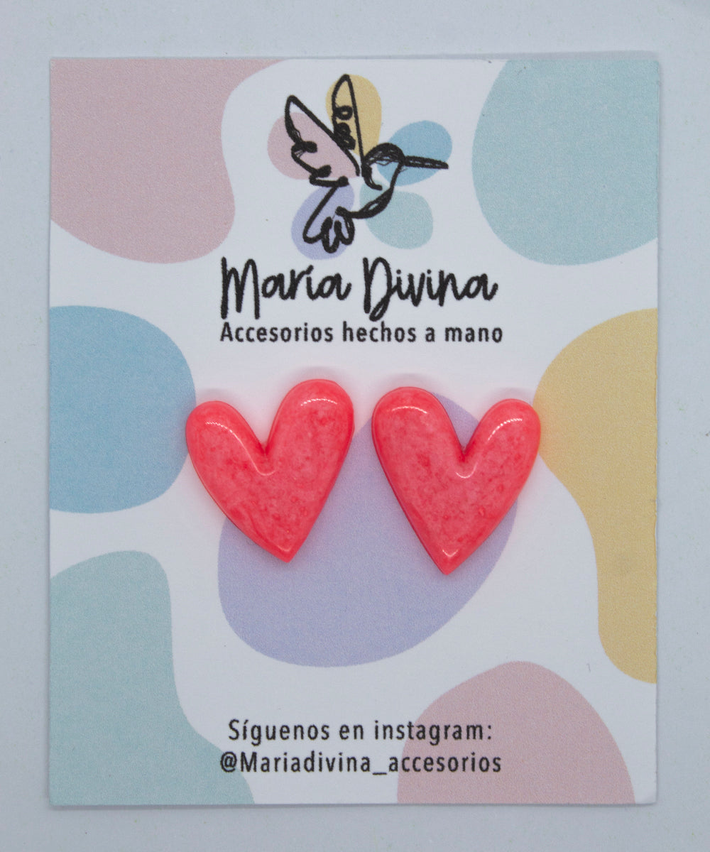 Aros corazón neon rosado