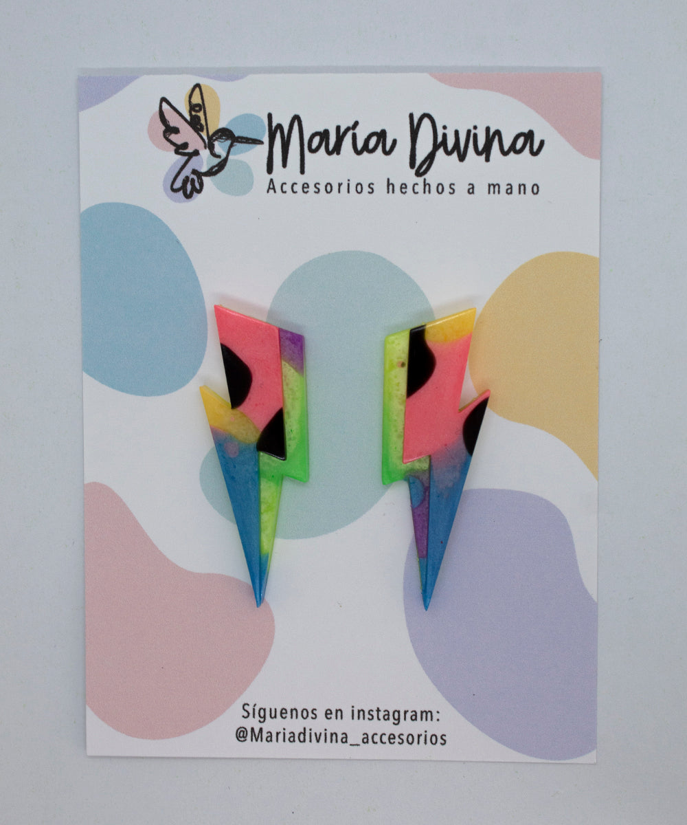 Aros rayo mediano multicolor neón #2
