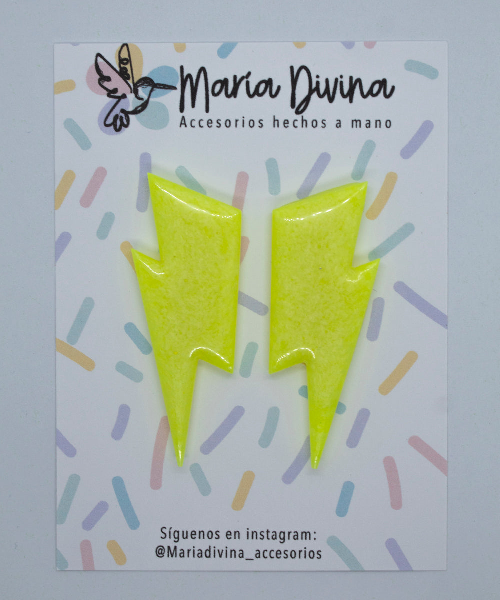 Aros rayo XL neón amarillos