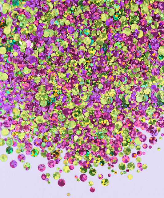 Glitter Chunky circulos amarillo y rosado