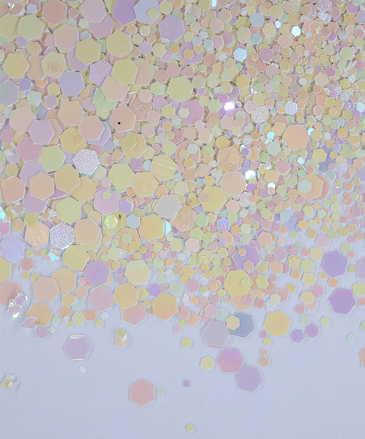 Glitter Chunky hexagonos en blanco