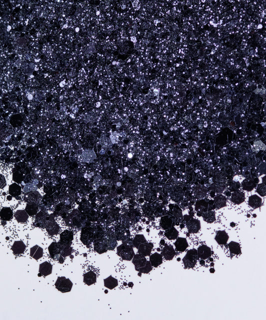 Glitter Chunky hexágonos distintos tamaños y polvo oscuro