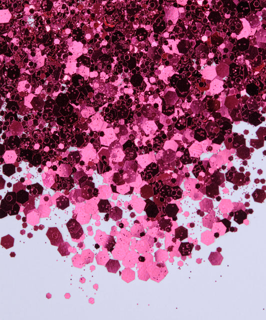 Glitter Chunky hexágonos rojo