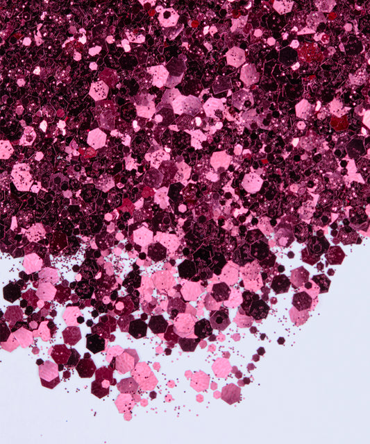 Glitter Chunky hexágonos rojo oscuro