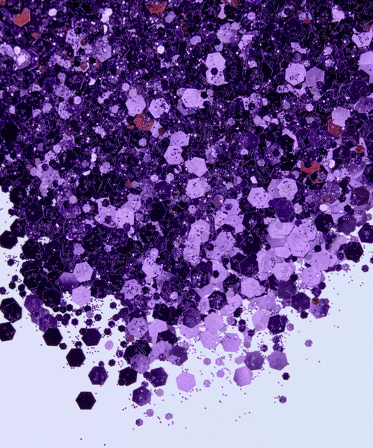 Glitter Chunky hexágonos morado uva