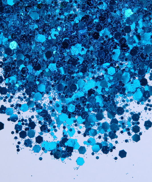Glitter Chunky hexágonos azul