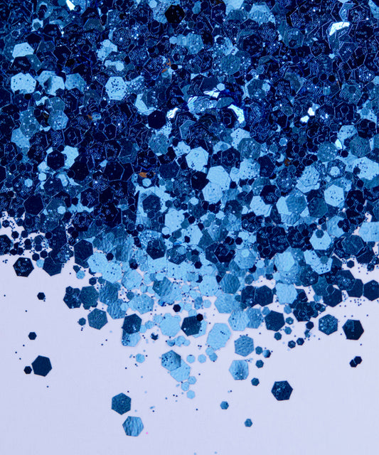 Glitter Chunky hexágonos azul oscuro