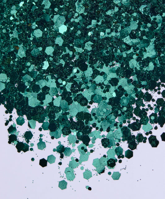 Glitter Chunky hexágono verde oscuro