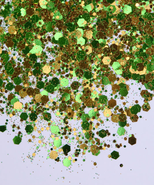 Glitter Chunky hexágonos verde claro