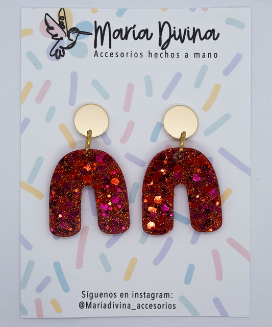 Aros arco glitter rojo