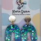Aros arco glitter turquesa