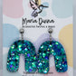 Aros arco glitter turquesa baño de plata