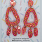 Aros colgantes glitter rosado y dorado