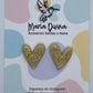 Aros corazón crema y glitter dorado