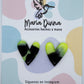 Aros corazón neon amarillo y negro