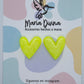 Aros corazón neon amarillo