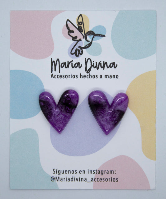 Aros corazón morado y negro #1