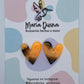 Aros corazón neon naranjo y negro